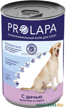 Влажный корм (консервы) PROLAPA PREMIUM для взрослых собак с дичью в соусе (850 гр)