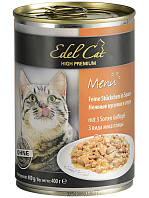 EDEL CAT для взрослых кошек с 3 видами птицы в соусе  (400 гр)