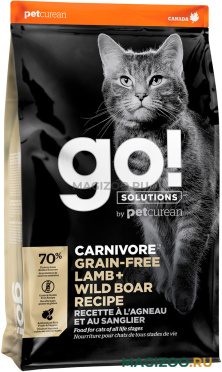 Сухой корм GO! SOLUTIONS CARNIVORE беззерновой для кошек и котят с ягненком и кабаном (1,4 кг)