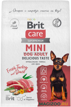 Сухой корм BRIT CARE MINI DOG ADULT DELICIOUS TASTE для привередливых взрослых собак маленьких пород с индейкой и уткой (0,4 кг)