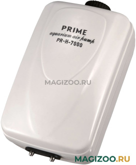 Компрессор Prime PR-H-7000 двухканальный с регулятором для аквариума 240 - 600 л, 2 х 6 л/мин, 10 Вт (1 шт)