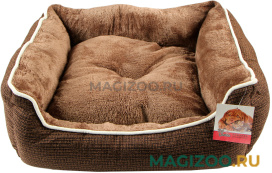 Лежак для животных Pet Choice с двухсторонней подушкой меховой прямоугольный коричневый 73 х 59 х 18 см  (1 шт)