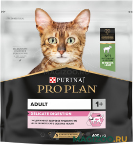 Сухой корм PRO PLAN DELICATE DIGESTION для взрослых кошек для чувствительного пищеварения с ягненком (0,4 кг)