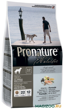Сухой корм PRONATURE HOLISTIC DOG ADULT ALL BREEDS SKIN & COAT для взрослых собак всех пород при аллергии с лососем и рисом (2,72 кг)