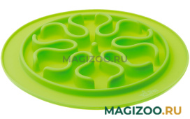 Миска силиконовая рельефная игровая для медленного поедания корма 24 см V.I.Pet Волны салатовая (1 шт)