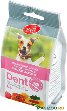 Лакомство TIT BIT BIFF DENT для собак всех пород жевательные дольки для зубов мясное ассорти (100 гр)