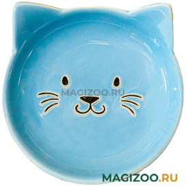 Миска керамическая Mr.Kranch для кошек блюдце Мордочка кошки голубая 80 мл (80 мл)