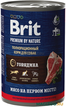 Влажный корм (консервы) BRIT PREMIUM BY NATURE DOG для взрослых собак всех пород с говядиной (410 гр)