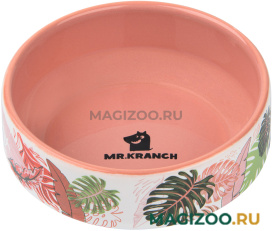 Миска фарфоровая Mr.Kranch для собак и кошек Тропики розовая 350 мл (1 шт)