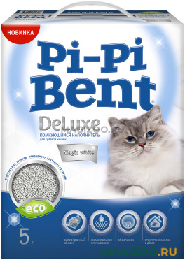 PI-PI BENT DELUXE MAGIC WHITE наполнитель комкующийся для туалета кошек ДеЛюкс Магический белый (5 л)