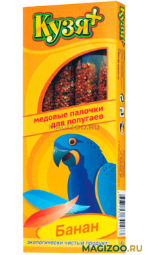 КУЗЯ+ лакомство для попугаев палочки медовые с бананом уп. 4 шт (1 шт)