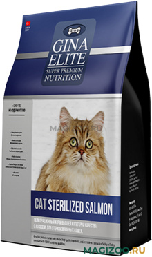 Сухой корм GINA ELITE ADULT CAT STERILIZED SALMON для взрослых кастрированных котов и стерилизованных кошек с лососем (3 кг)