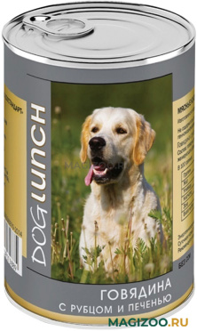 Влажный корм (консервы) DOG LUNCH для взрослых собак с говядиной, рубцом и печенью в желе (410 гр)