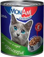 MON AMI для взрослых кошек кусочки в соусе с кроликом  (250 гр)