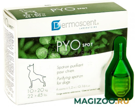 PYOSPOT ПИОспот препарат для собак весом от 10 до 20 кг для лечения и профилактики кожных заболеваний уп. 4 пипетки  (1 уп)