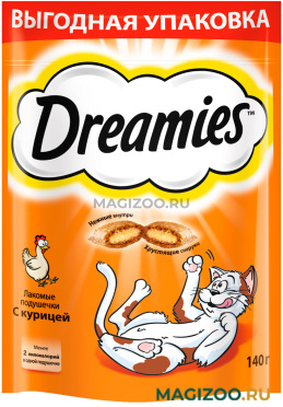 Лакомство DREAMIES для кошек подушечки с курицей (140 гр)