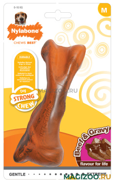 Игрушка для собак Nylabone Strong Chew Bone Beef & Gravy косточка жесткая с ароматом говядины с соусом M (1 шт)