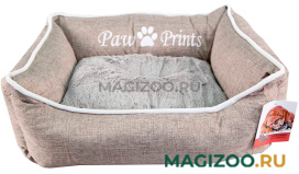 Лежак для животных Pet Choice Paw Prints с двухсторонней подушкой бежевый 84 х 66 х 19 см (1 шт)