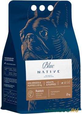 Сухой корм BLUE NATIVE HOLISTIC MINI BREEDS & PUPPIES RABBIT для щенков и собак маленьких пород с кроликом (2 кг)