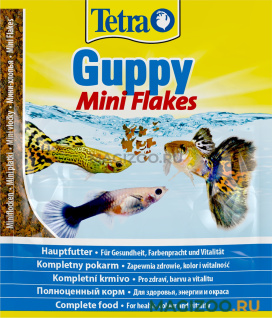 TETRA GUPPY MINI FLAKES корм хлопья для всех видов гуппи и других живородящих рыб (12 гр)