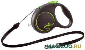 FLEXI BLACK DESIGN CORD тросовый поводок рулетка для животных 5 м размер S зеленый (1 шт)