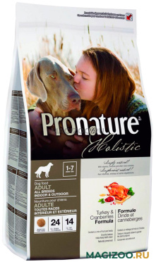 Сухой корм PRONATURE HOLISTIC DOG ADULT ALL BREEDS для взрослых собак всех пород с индейкой и клюквой (2,72 кг)