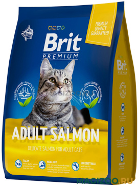 Сухой корм BRIT PREMIUM CAT ADULT SALMON для взрослых кошек с лососем (8 кг)