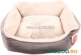 Лежак для животных Pet Choice с двухсторонней подушкой меховой прямоугольный серый 60 х 50 х 21 см (1 шт)