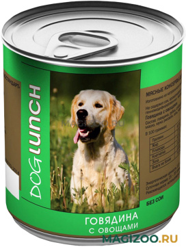 Влажный корм (консервы) DOG LUNCH для взрослых собак с говядиной и овощами (750 гр)