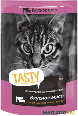 Влажный корм (консервы) TASTY для кошек с мясным ассорти в желе пауч 85 гр (85 гр)