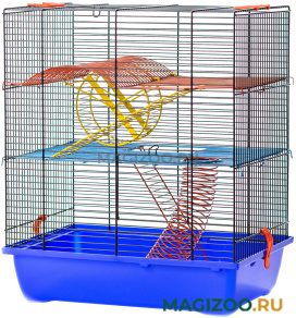 Клетка для грызунов Inter-Zoo G046 Gino II + Equipment с цветными металлическими этажами, пружиной и колесом цвет в ассортименте 42 х 29 х 49 см (1 шт)