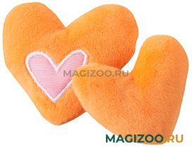 Игрушка для кошек Rogz Catnip Hearts плюшевые сердечки с кошачьей мятой, оранжевые уп. 2 шт CTC02-D (1 шт)
