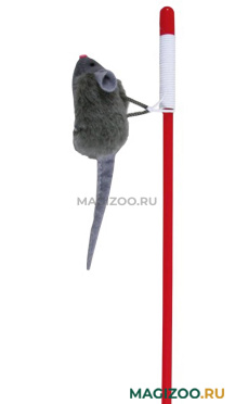 TRIXIE игрушка для кошек «Удочка с мышкой» с микрочипом, на резинке, 47 см (1 шт)
