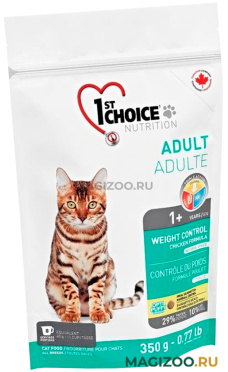 Сухой корм 1ST CHOICE CAT ADULT WEIGHT CONTROL NEUTERED диетический для взрослых кастрированных котов и стерилизованных кошек с курицей (0,35 кг)