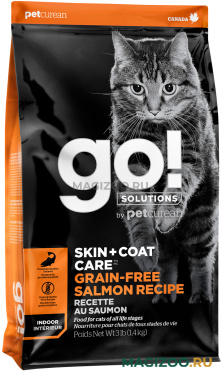Сухой корм GO! SOLUTIONS SKIN & COAT CARE беззерновой для кошек и котят с лососем  (1,36 кг)