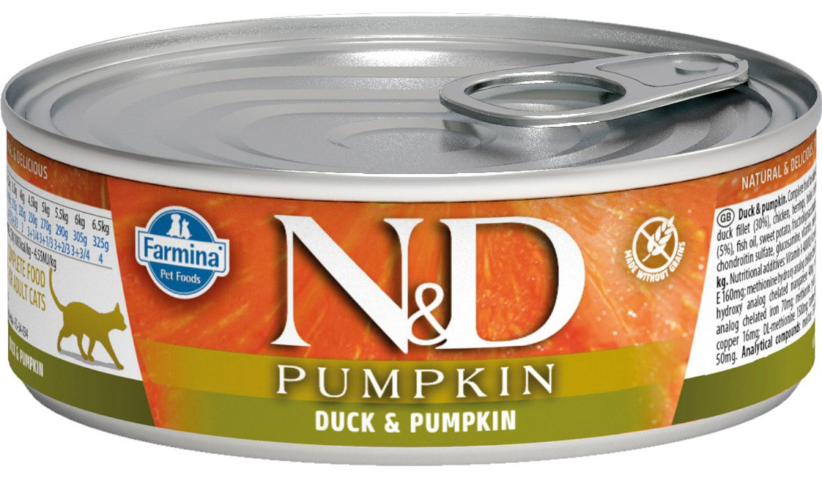 

Farmina Cat N&d Duck & Pumpkin беззерновые для взрослых кошек с уткой и тыквой (80 гр х 12 шт)