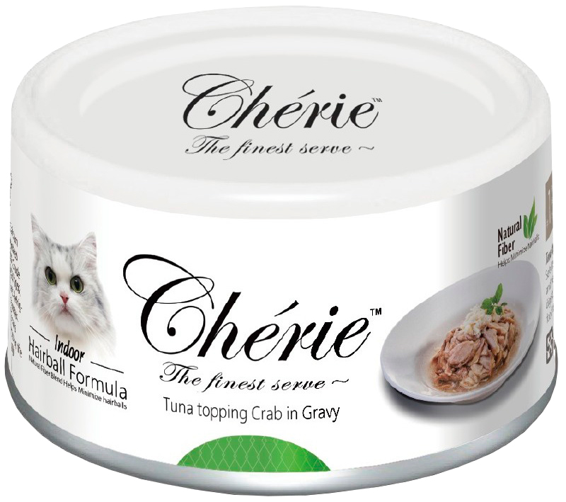 

Pettric Cherie Adult Cat Hairball Control Tuna & Crab для взрослых кошек для вывода шерсти с тунцом и крабом в подливе (80 гр)