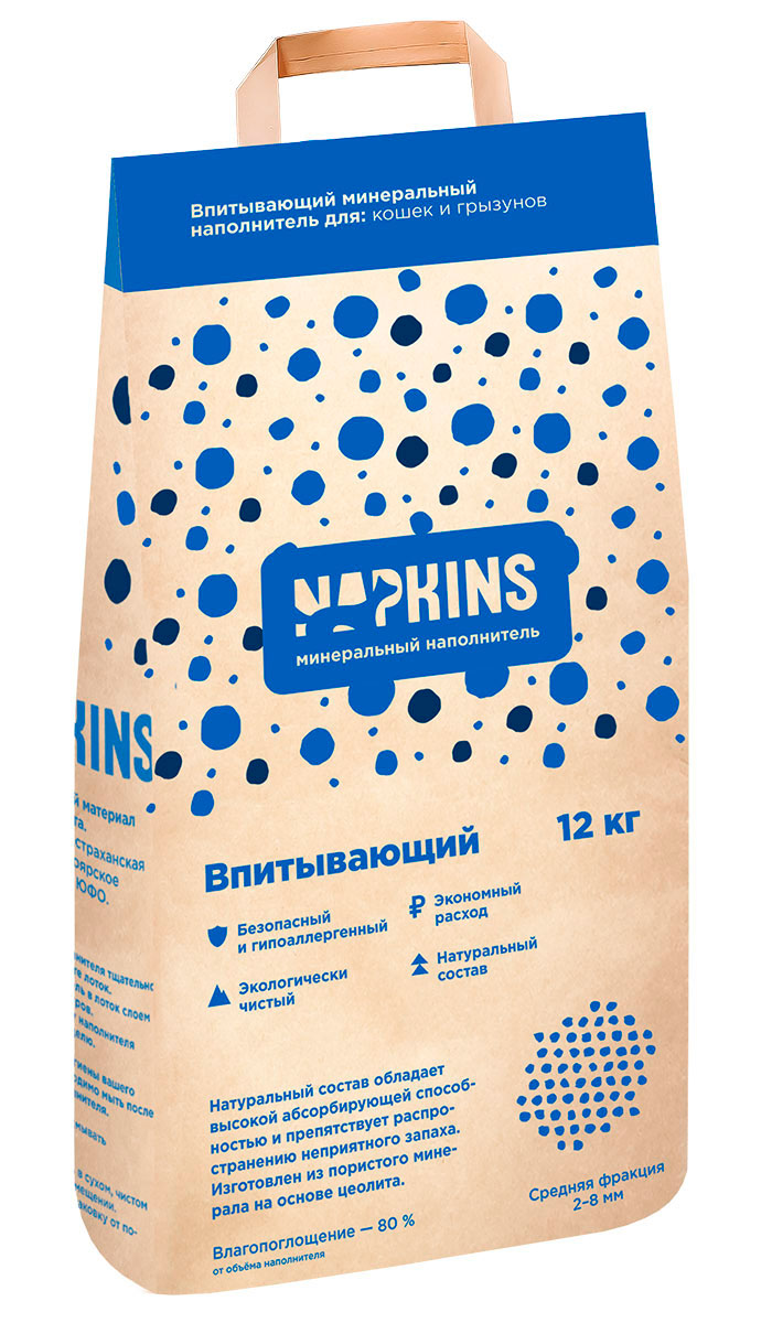 

Napkins наполнитель впитывающий для туалета кошек (3 кг)