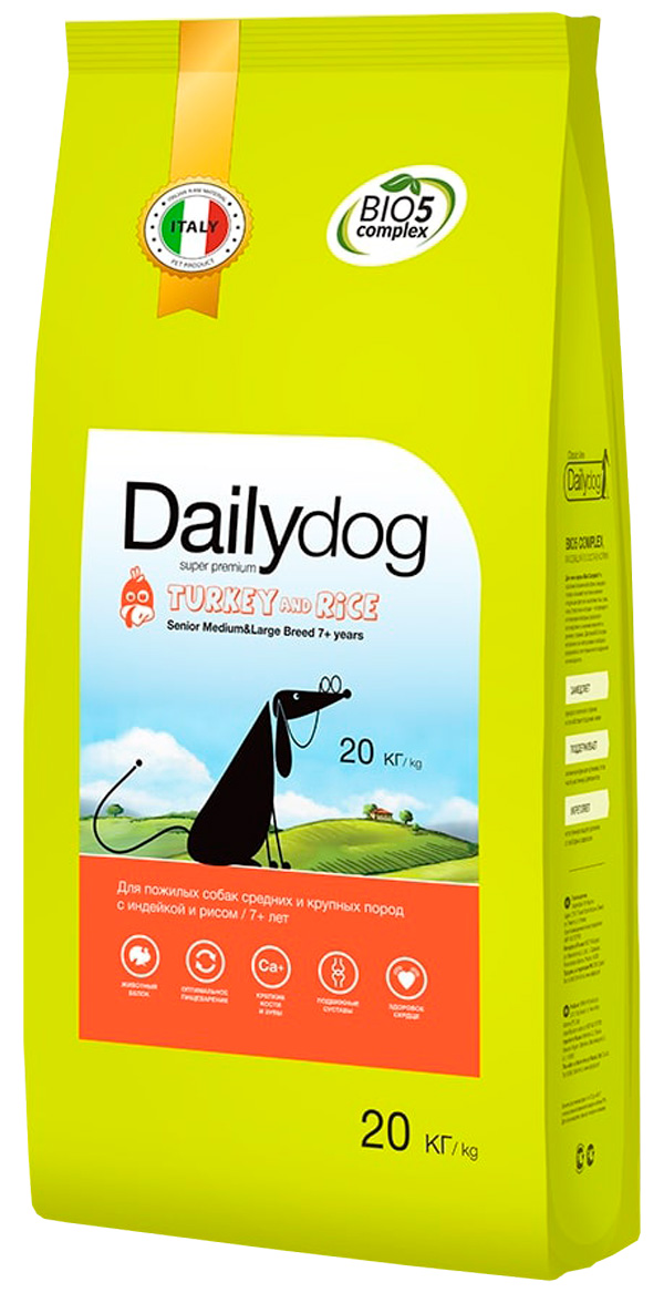 

Dailydog Senior Medium & Large Breed Turkey & Rice монобелковый для пожилых собак средних и крупных пород с индейкой и рисом (20 кг)