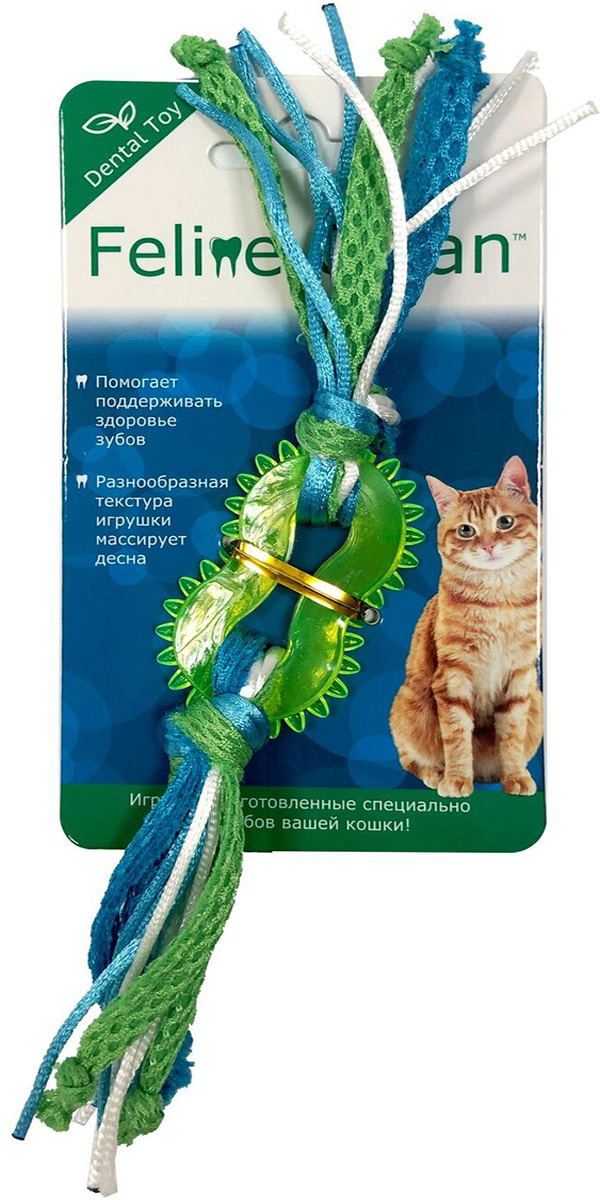 

Игрушка для кошек Aromadog Feline Clean Dental Колечко прорезыватель с лентами (1 шт)