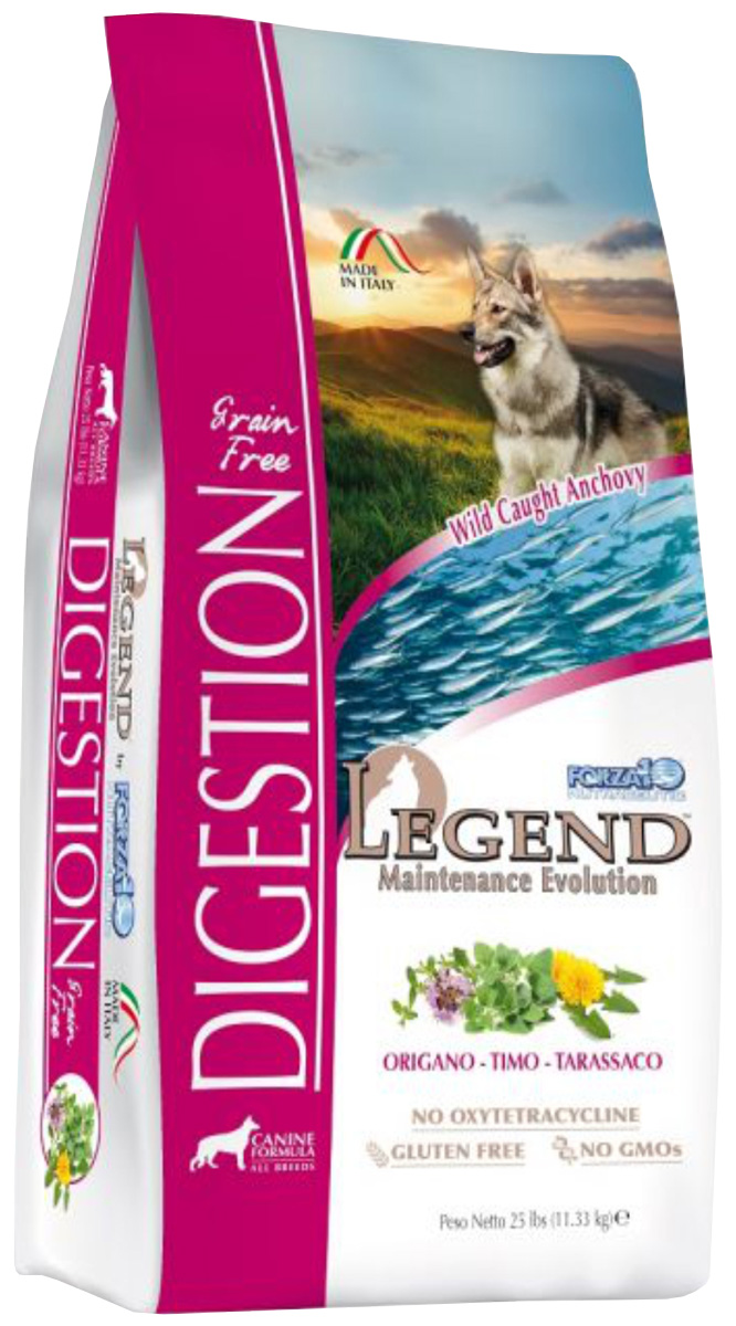 

Forza10 Dog Legend Digestion All Breeds беззерновой для взрослых собак всех пород с чувствительным пищеварением с анчоусами (11,33 кг)