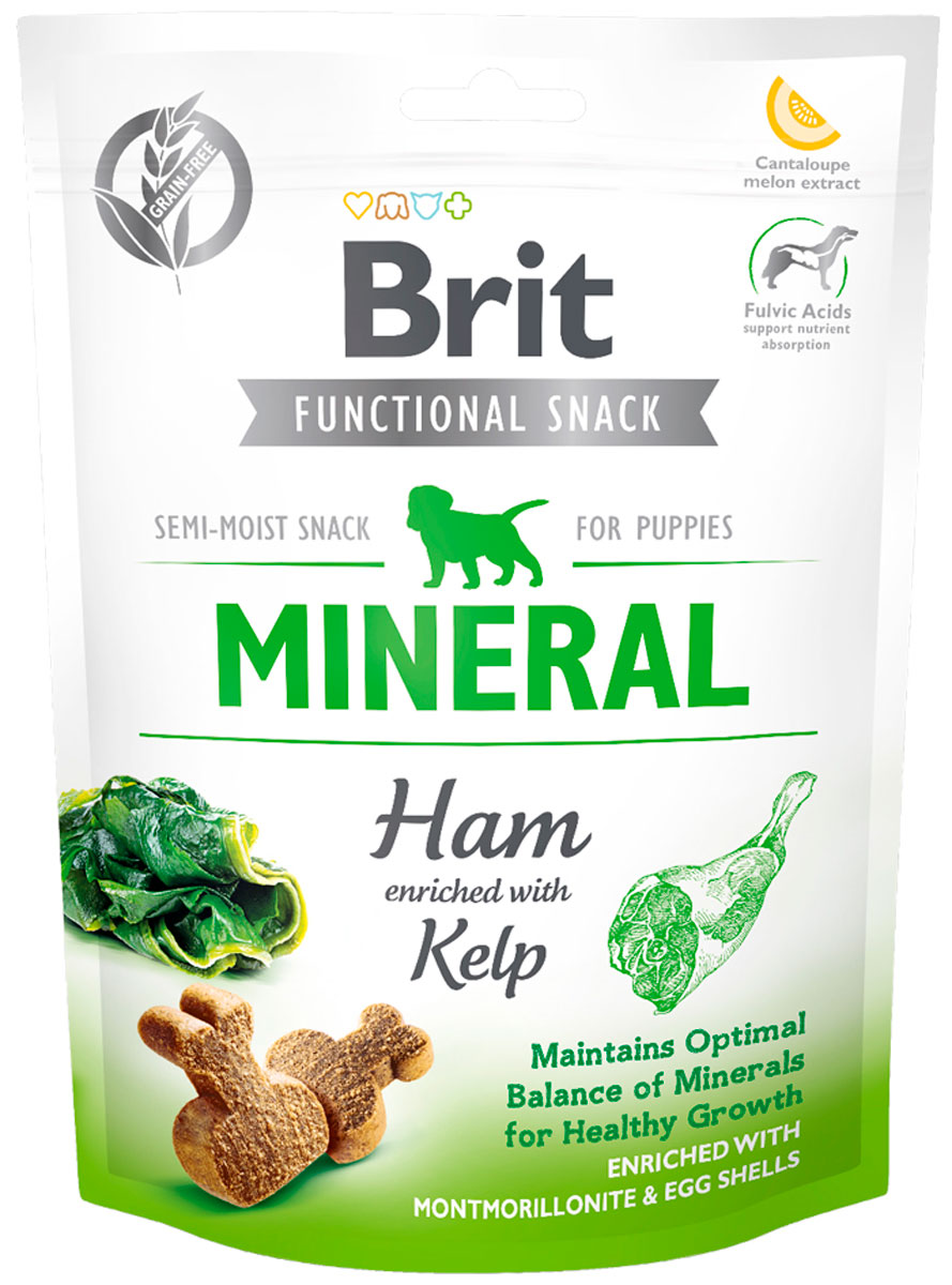 

Лакомство Brit Care Mineral Ham For Puppies для щенков для здорового роста с минералами, ветчиной и ламинарией (150 гр)