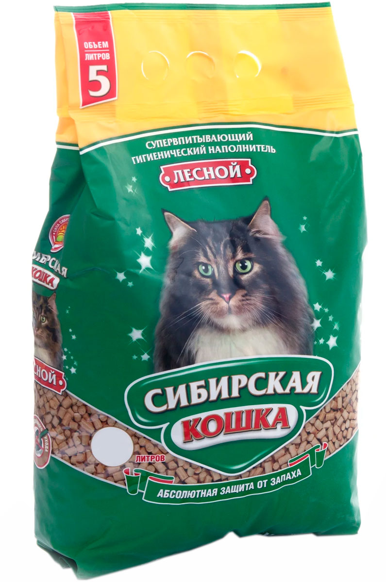 

сибирская кошка лесной наполнитель древесный для туалета кошек (20 л)