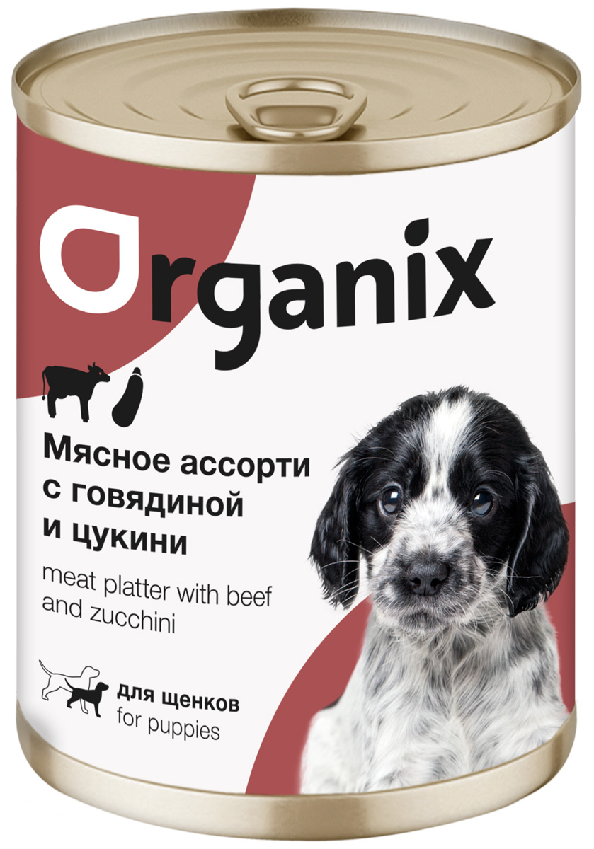 

Organix мясное ассорти для щенков с говядиной и цукини (400 гр)