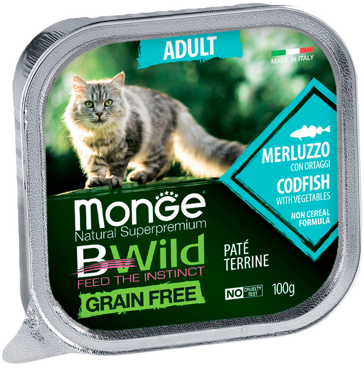 

Monge Bwild Grain Free Adult Cat беззерновые для взрослых кошек с треской и овощами (100 гр х 32 шт)