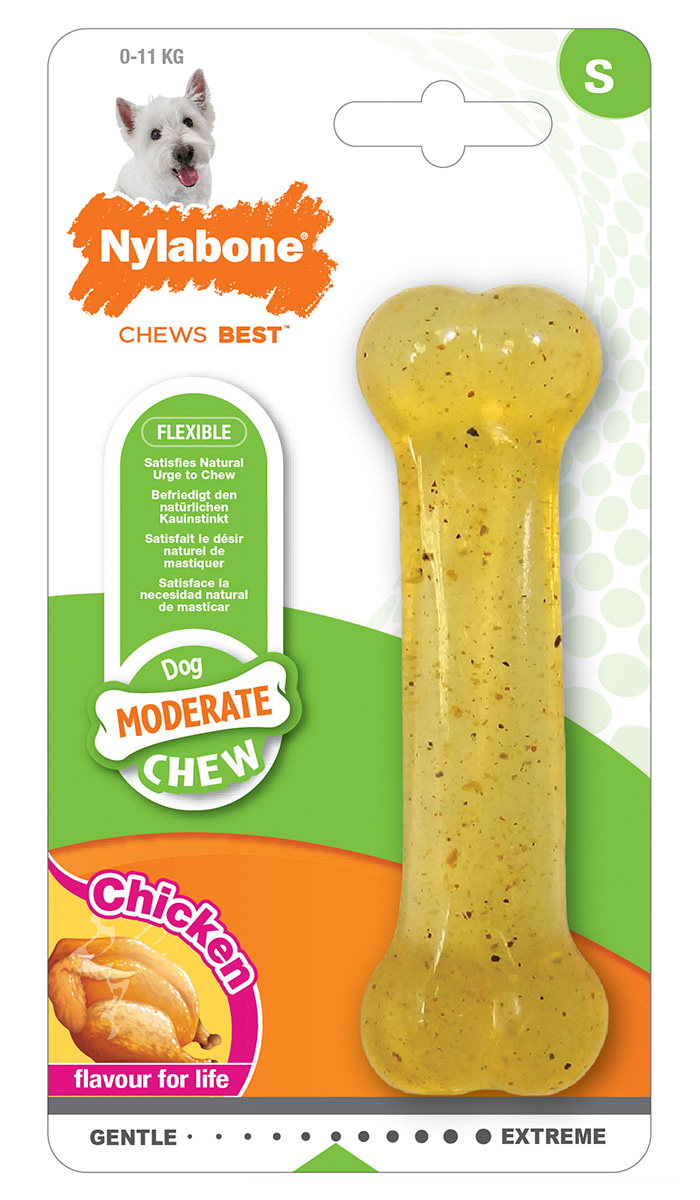 

Игрушка для собак Nylabone Moderate Chew косточка умеренно-жесткая с ароматом курицы S (1 шт)