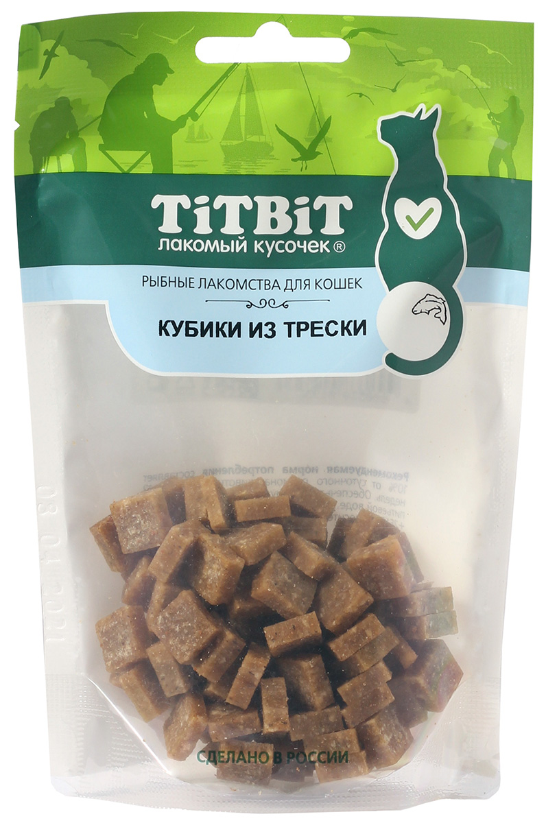 

Лакомство Tit Bit для кошек кубики из трески (60 гр)