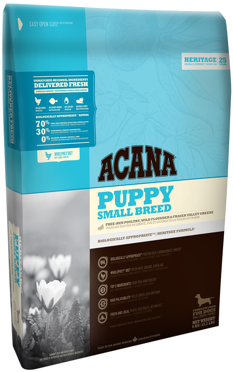 

Acana Puppy Small Breed для щенков маленьких пород (0,34 кг)
