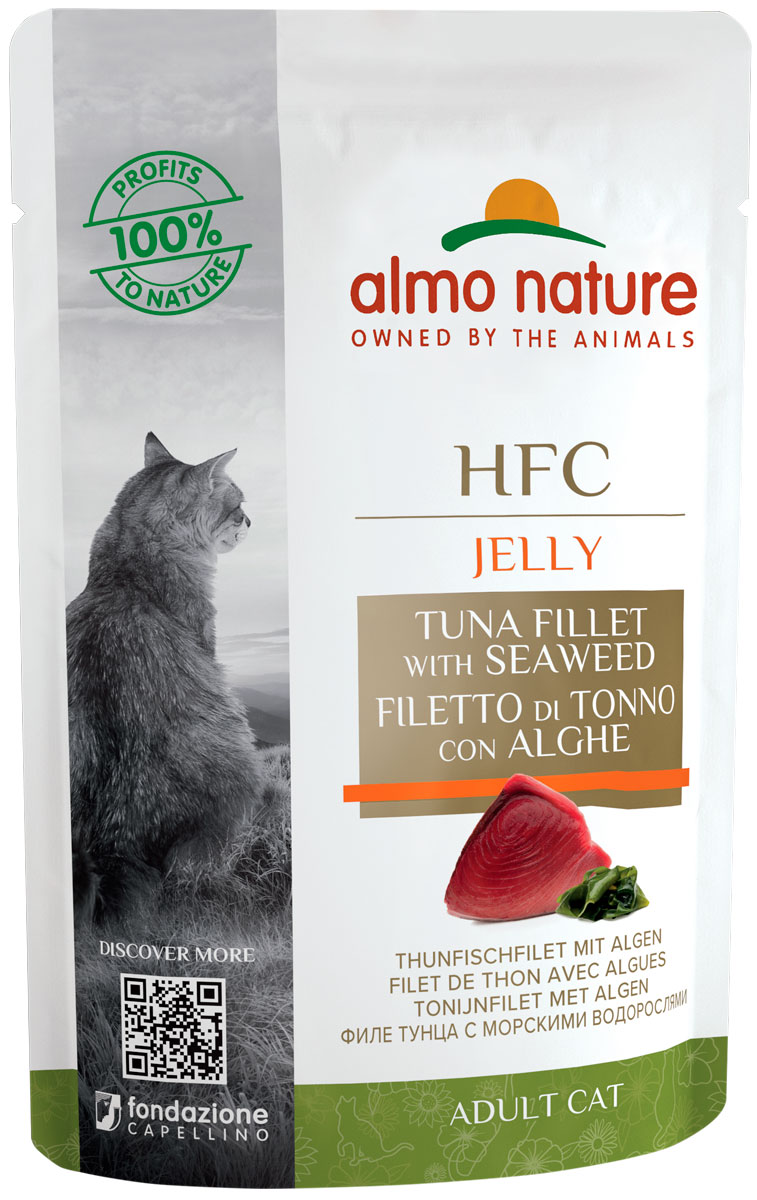 

Almo Nature Cat Hfc Jelly для взрослых кошек с тунцом и морскими водорослями в желе пауч (55 гр)