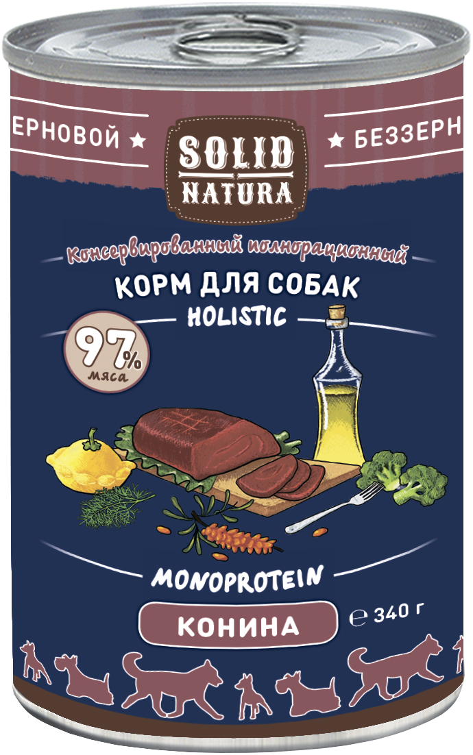 

Solid Natura Holistic монобелковые для взрослых собак с кониной (100 гр х 24 шт)